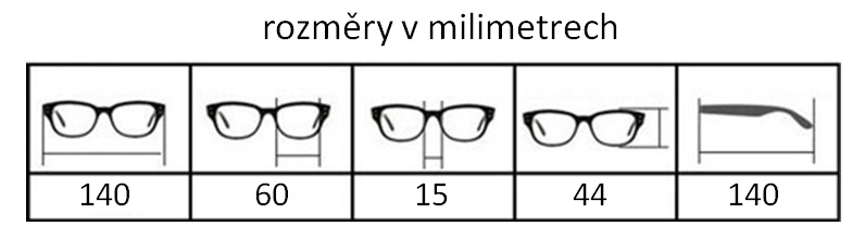 brýle proti modrému světlu - rozměry